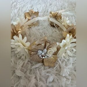 Elegant Gold and Cream Floral Headband